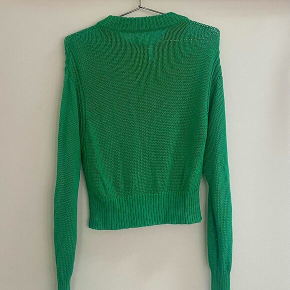 Apiece Apart Green Linen Cropped Sweater Size L - Picture 5 of 7